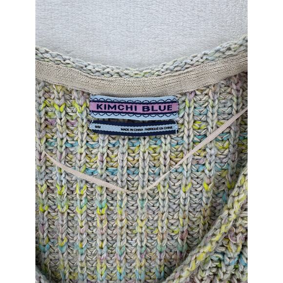 Kimchi Blue Sweater Space Station Cream Green Chunky Knit V neck Knit  M - Picture 4 of 7